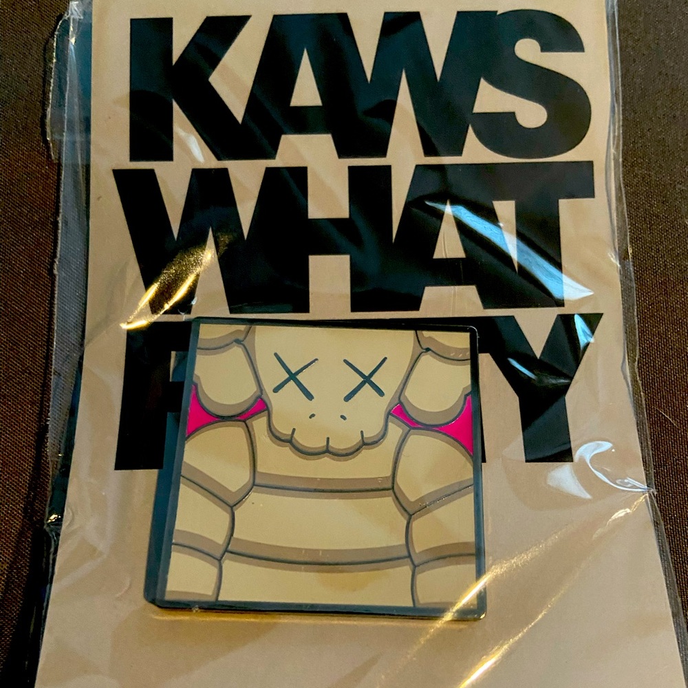 *NWT* Kaws *WHAT A PARTY* (Grey) Square Pin BKM